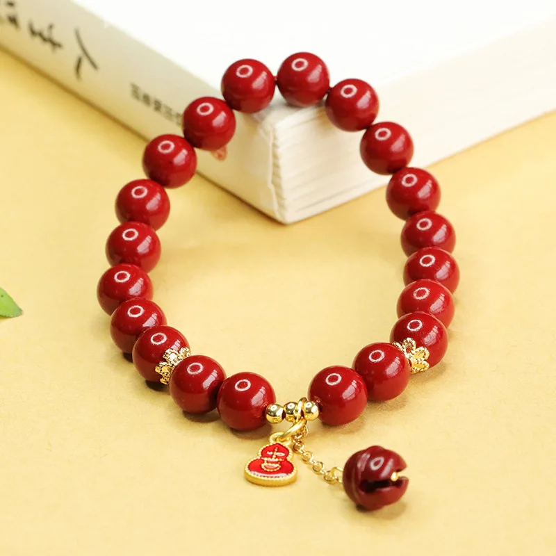 Cinnabar bracelet, purple gold sand bell gourd carrying cinnabar bracelet