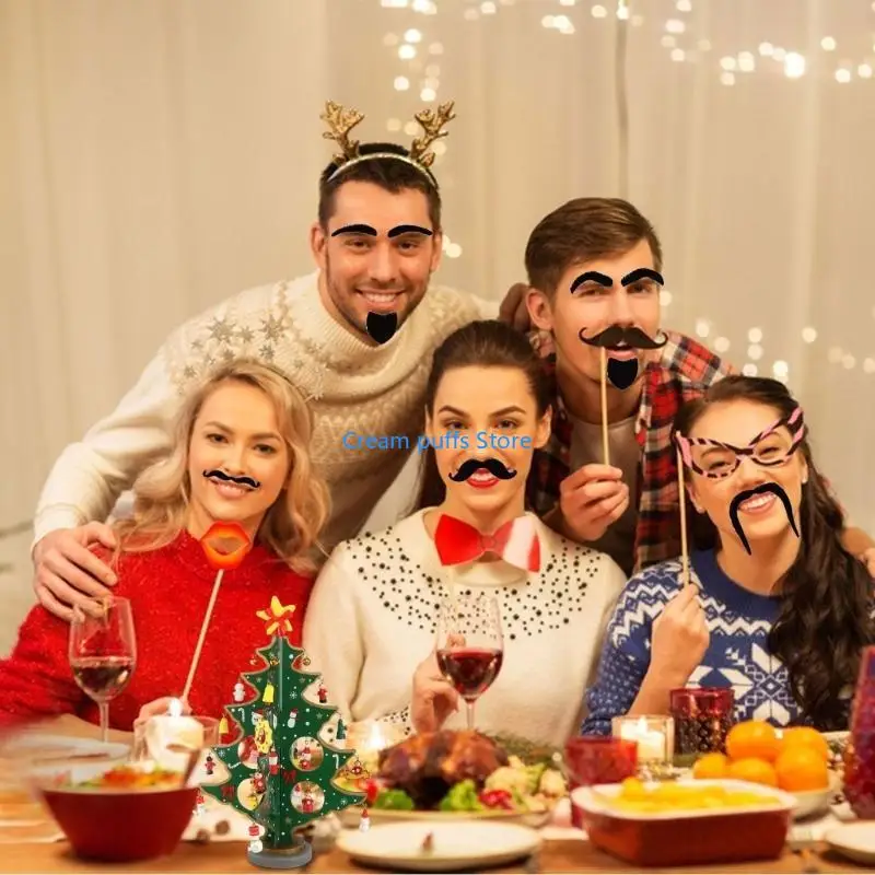 50LE 49Pcs Fake Mustaches Halloween selfs Adhesive Fake Beard Moustache Stickers Christmas Masquerades Accessories Gifts