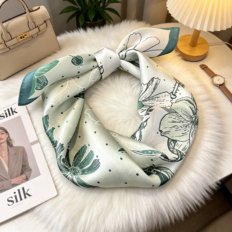 Exquisite Silk Scarf Small Square Scarf Women's New Tied Bag Decorative Temperament Mother Scarf Scarf National Style Souvenir