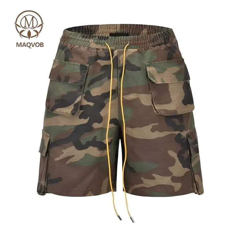 MAQVOB High Quality Luxury Streetwear EU US Size Style Drawstring Waistband Camouflage Shorts with Pocket