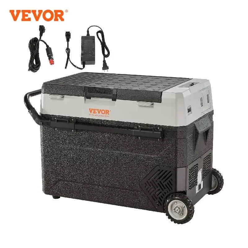 VEVOR 38L 53L Mini Fridge Car Refrigerator Portable Freezer Electric Ice Box with Wheels Compressor for RV Boat Camping Traveli