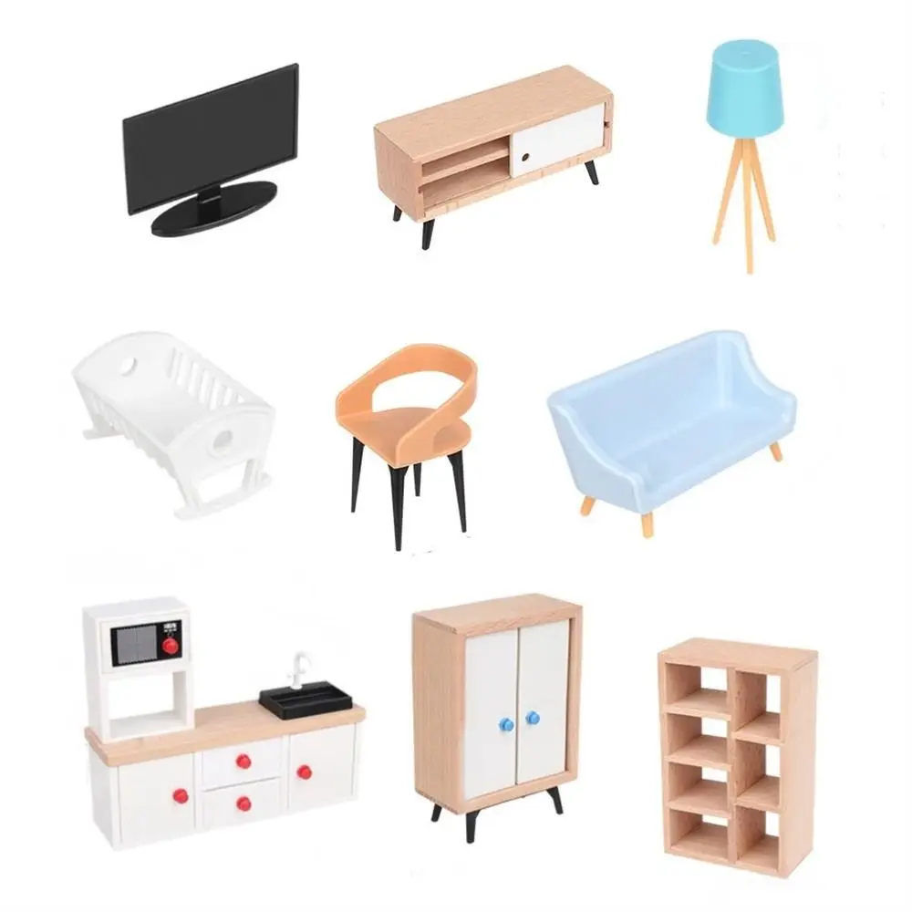 Accessoires Cadeau Model Bed Stoel TV-set Miniatuurmeubilair Poppenhuismeubilair Simulatiemeubilair Minimeubilair