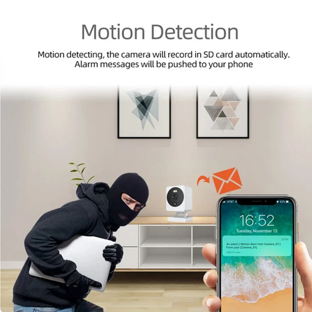 Tyua Baby Monitor Mini WiFi IP 5MP Camera Indoor Wireless Home Security Auto Tracking Color Night Vision 2MP CCTV Camera