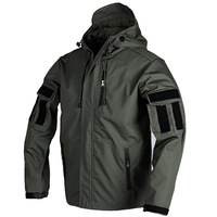 Mens Airsoft Hunting Tactical Jacket Waterproof Multiple Pockets Camouflage Combat Jackets Hiking Windproof Hooded Long Coat