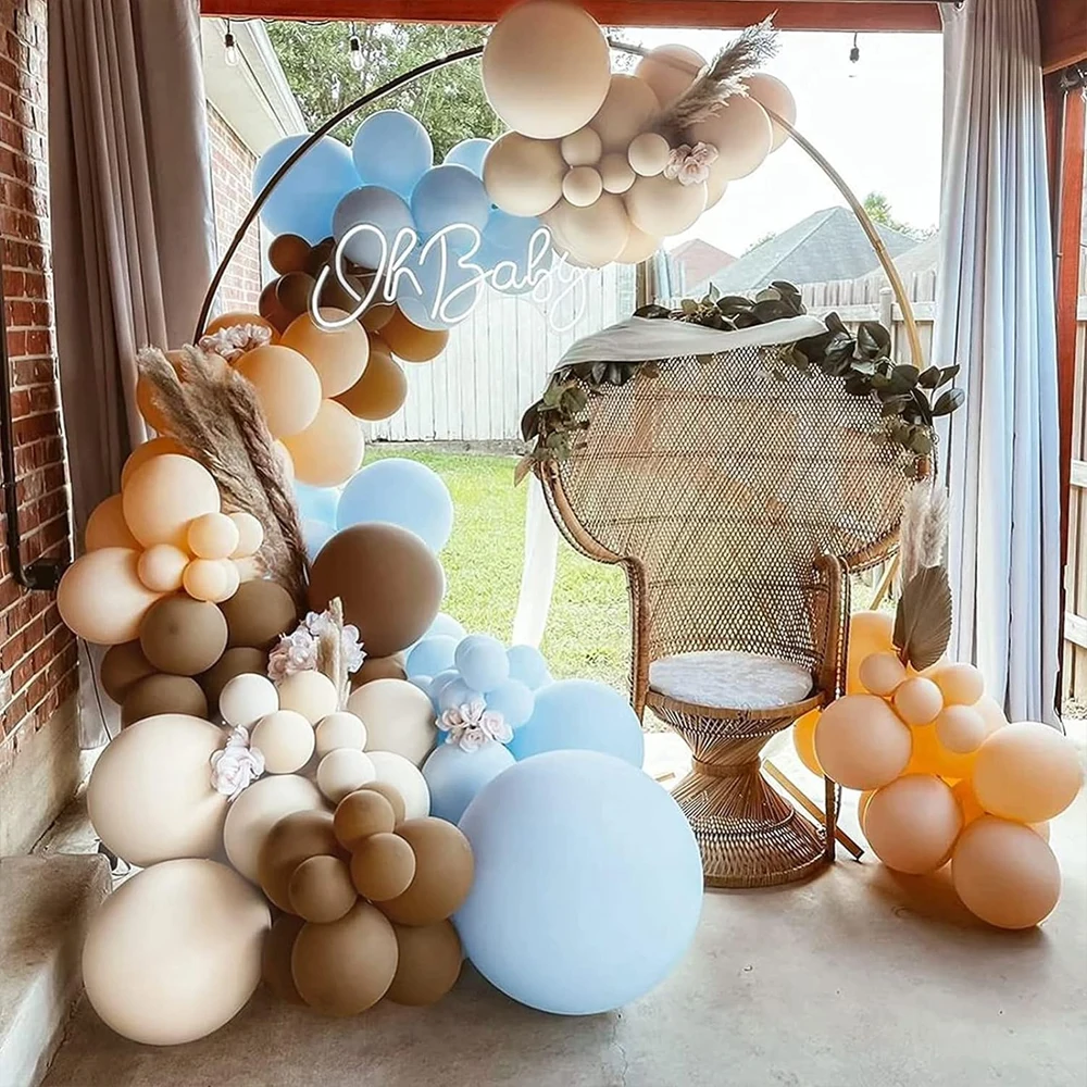 40-teiliges Babyparty-Luftballon-Set, Boho, braun, pastellblaue Haut, weißer Sand, Khaki-Luftballons für Babyparty, Geburtstagsdekoration, Luftglobos – Detail 5