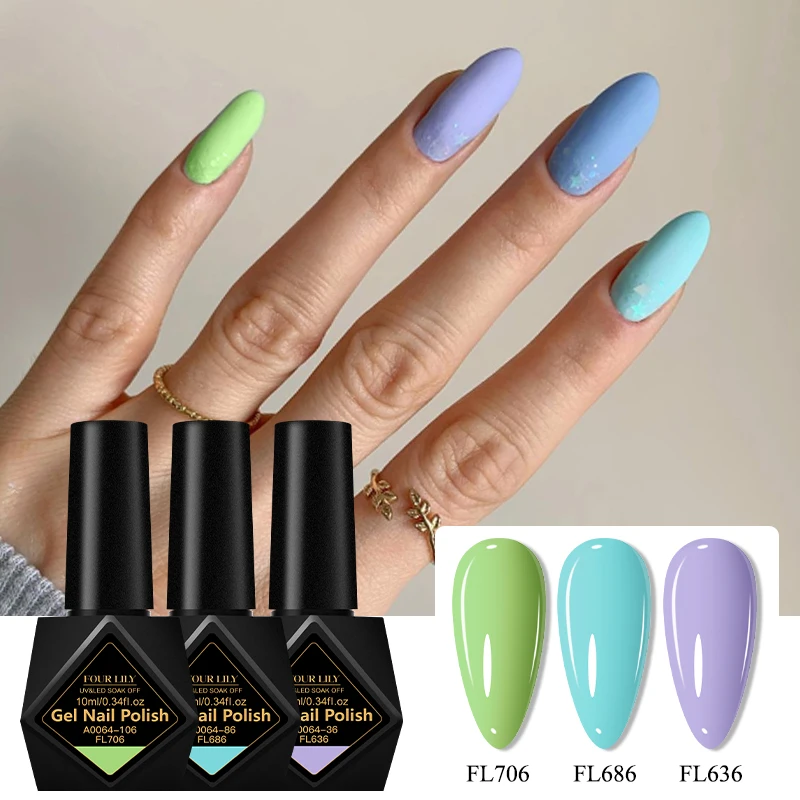 3pcs10ml Purple Gel Nail Polish Set Bright Nude Pink Semi Permanent Soak Off UV LED Gel Varnish Nail Art Design Manicure Kit