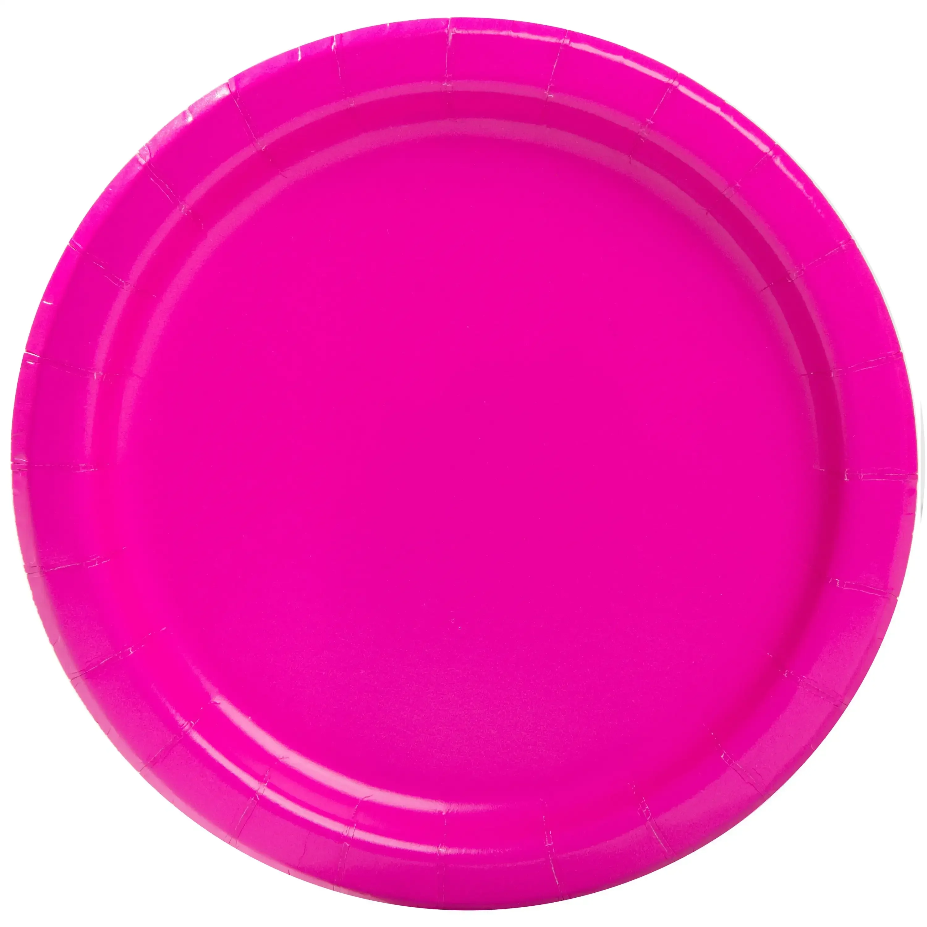 Disposable Paper Dessert Plates, 7 in, Neon Pink, 24 Count