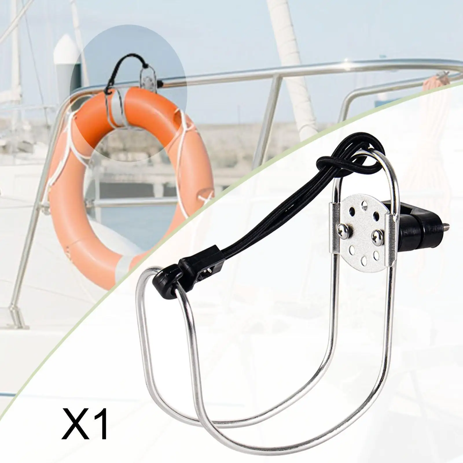 

Lifebuoy Bracket for Marine Safety Portable Stainless Steel Holder Rack for Boat Accessories and Swimming Secure