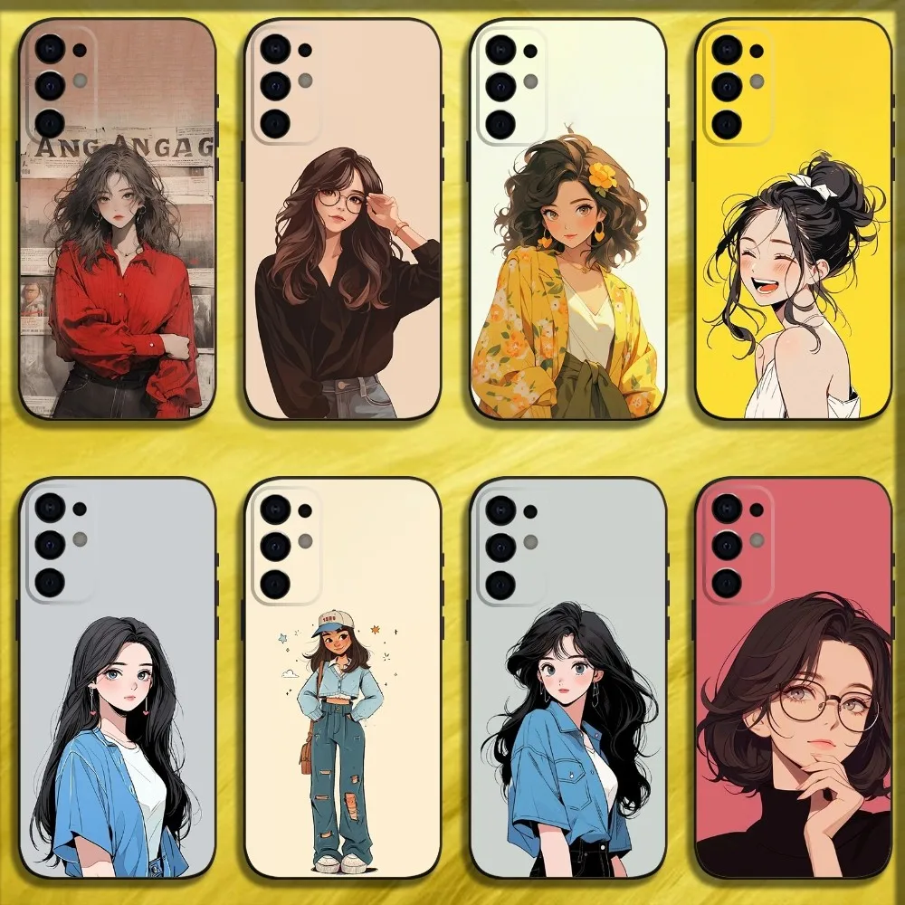 

Fashion Beautiful Pretty Girls Phone Case For Samsung S25,S24,S21,S22,S23,S30,Ultra,S20,Plus,Fe,Lite,Note,10,9,5G Black Cover