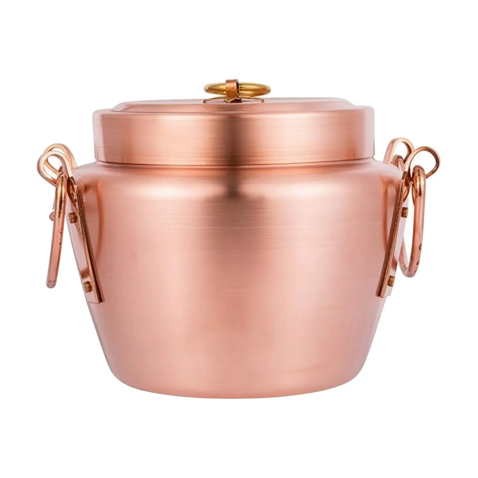Versatile Copper Cooking Vessel with Lid and Sturdy Side Handles for Indoor Stovetop Outdoor Cooking