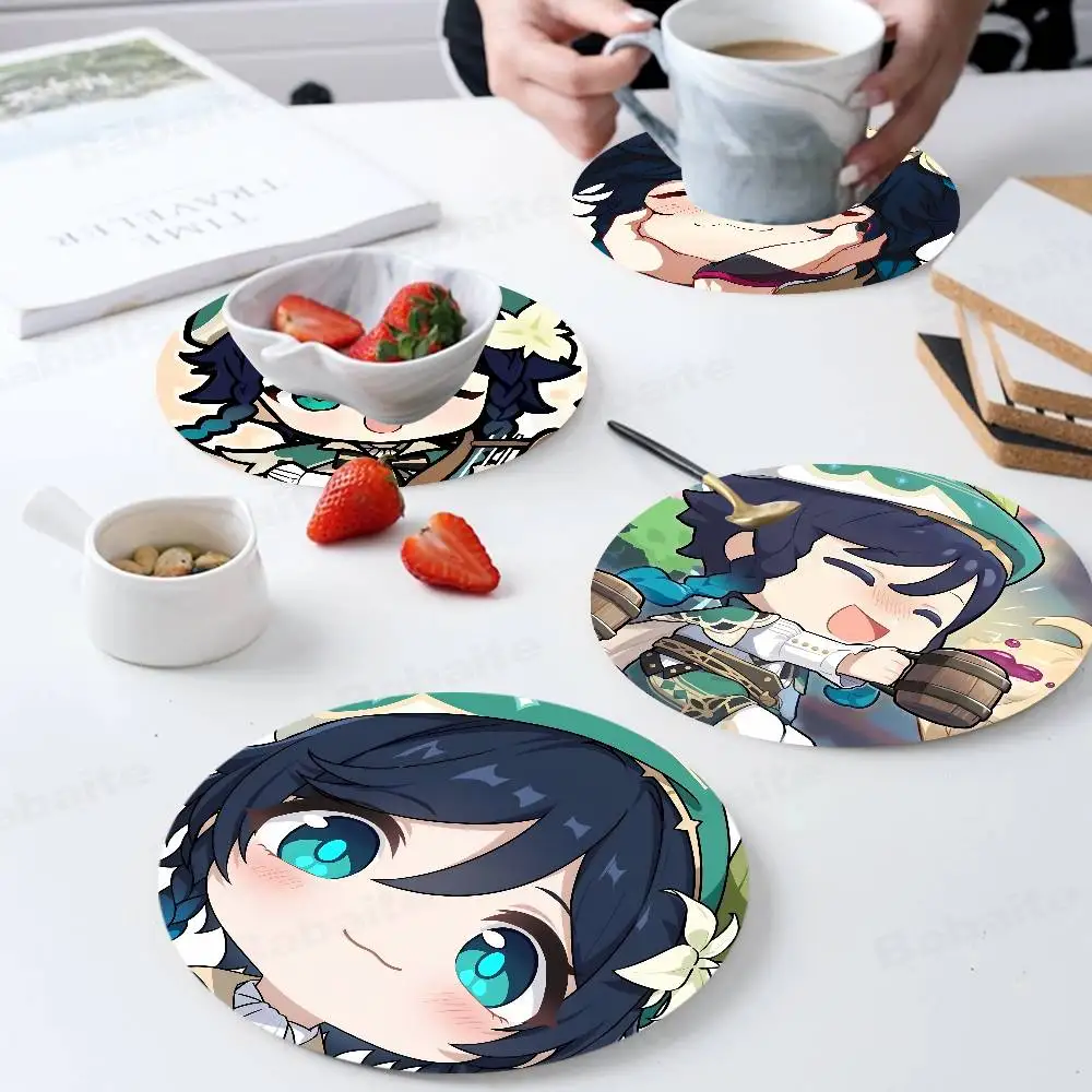 

Venti Genshin Impact Round Coasters Insulated Durable Cups Coffee Coaster Plate Mats Home and Decoration Kitchen Utensils