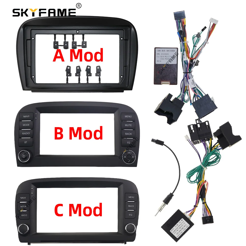Image of SKYFAME Auto Rahmen Fascia Canbus Adapter Radio Fitting Panel Kit Für Benz SL Klasse W230 CLC SLK R230 SL350 SL500 SL55 SL600 SL65