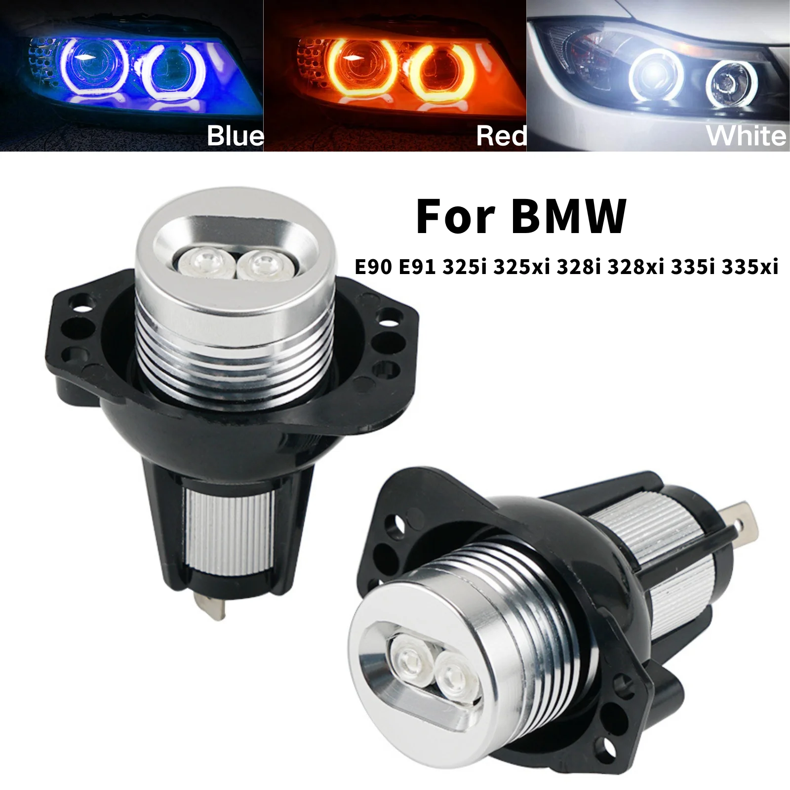 For BMW E90 E91 325i 325xi 328i 328xi 335i 335xi M LED Angel Eyes Marker Lights Bulbs White Red Blue Car Headlights Replacement