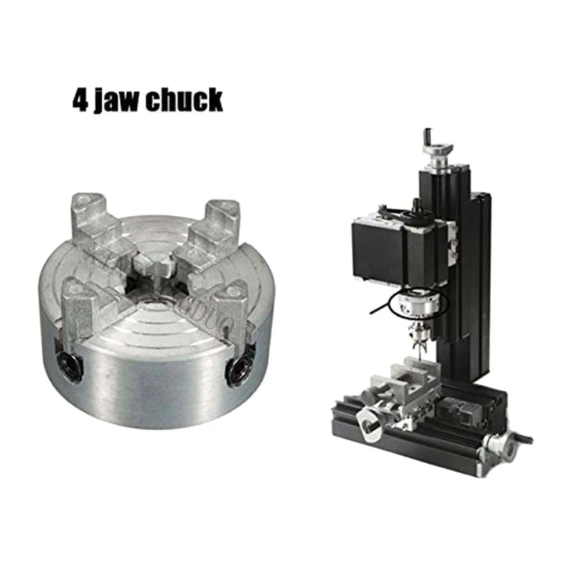 4 Jaw Lathe Chuck Turning Clamp Zinc Alloy Drilling Tool Threaded Back