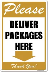 Please Deliver Packages Here Arrows Down Thank You Signs, 8X 12 Inches Package Delivery Sign Aluminum Metal Sign