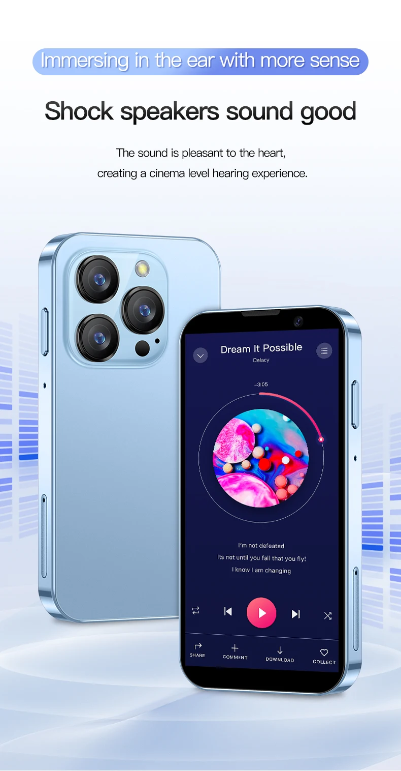 SERVO Ultra Mini Pocket Smartphone 3G Android 9.0 2GB+16GB Dual SIM Face Unlock WiFi GPS Video Player 3.0" Unlocked Mobile Phone
