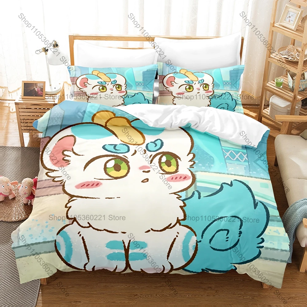 Fabulous Beasts Design Bedding Set 3Pcs Cute Animal Printed Duvet Cover Pillowcases for Boys Girls Gift Fantasy Style