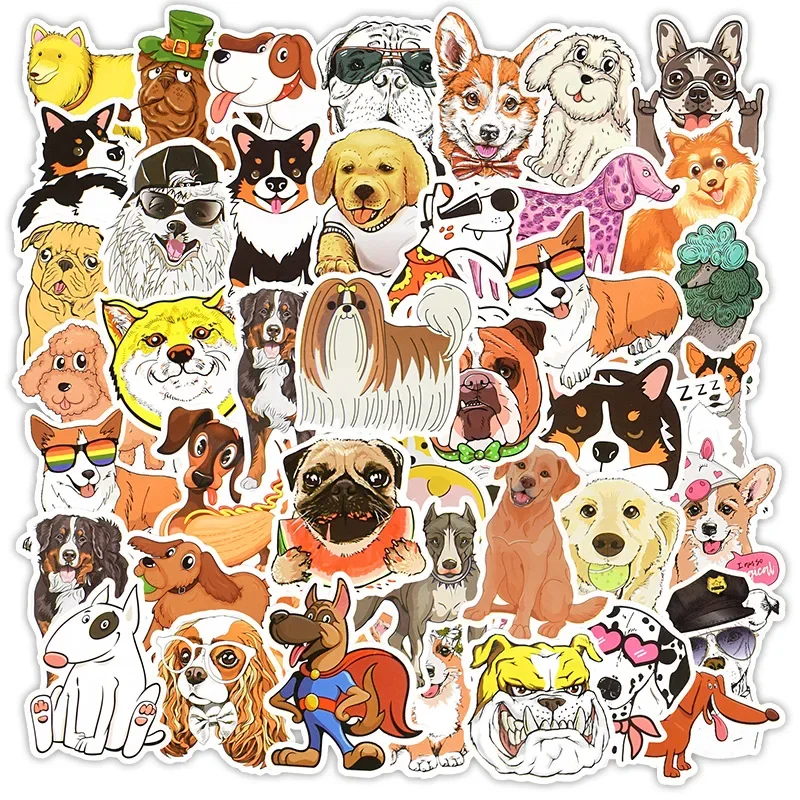 

50Pcs Cute Dog Vinyl Stickers for Kids Teens Waterproof Water Bottle Stickers Pack for Laptop Phone Scrapbook Luggage Skateboard