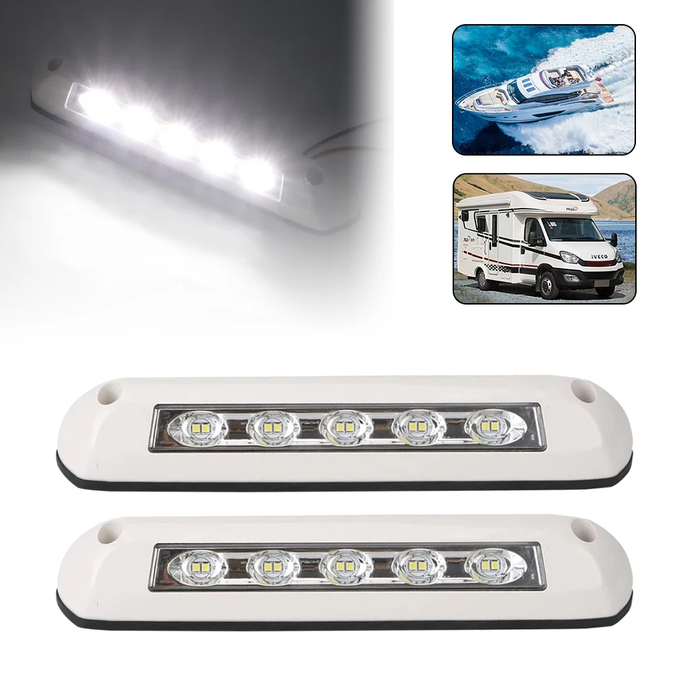 

12V/24V 8W 10LED RV Camper LED Awning Light Caravan Waterproof Exterior Lamps with Holes for Motorhome Van Travel Trailer