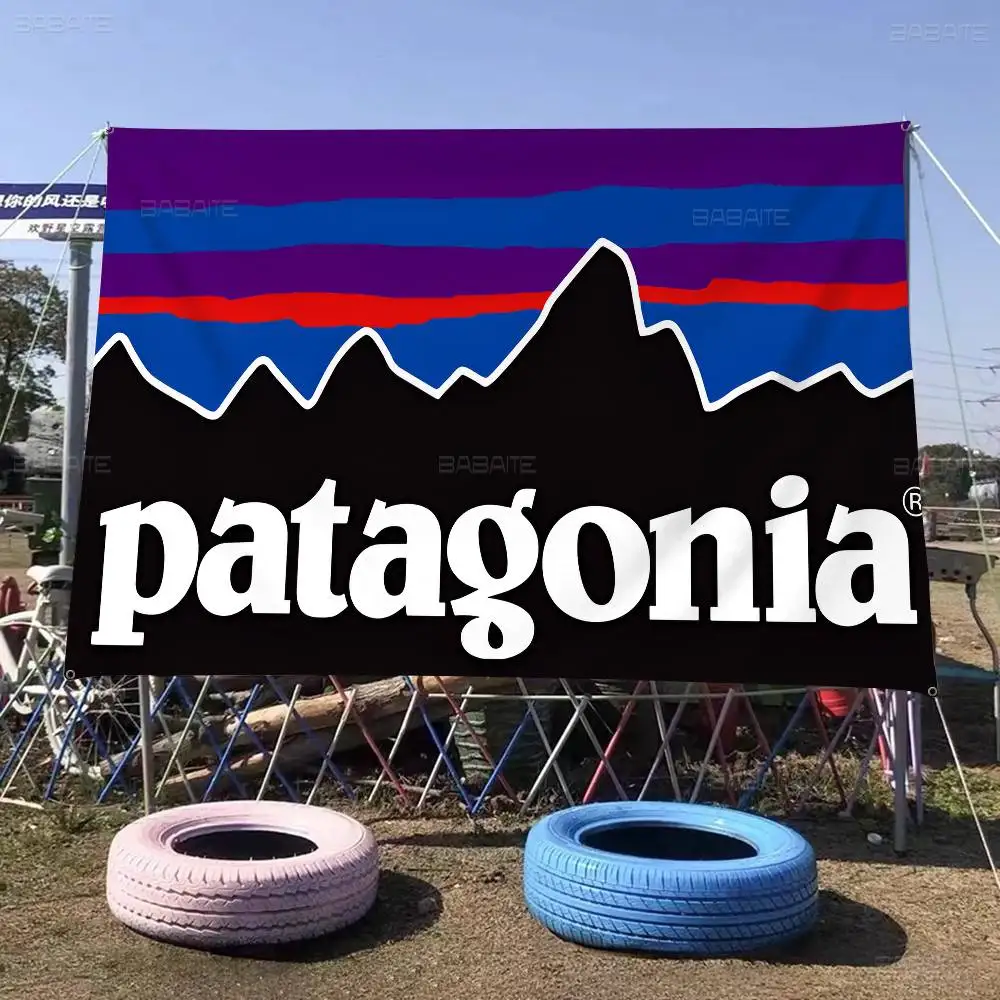 P-Patagonias Creative Pattern Hanging Flag Polyester Printed Banner Hand Pulled Flag
