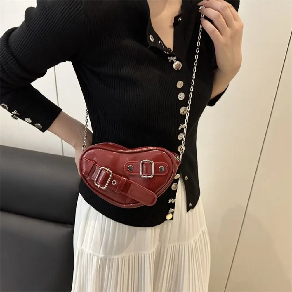 

New Designer Heart Cross Bag Y2k Gothic Heart Shoulder Bag Buckle Casual PU Leather Bag for Ladies/Girls