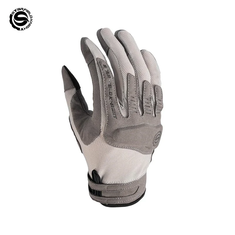 

Серые мотоциклетные перчатки Star Field Knight, летние сетчатые дышащие нескользящие амортизирующие средства защиты суставов, снаряжения для верховой езды с сенсорным экраном