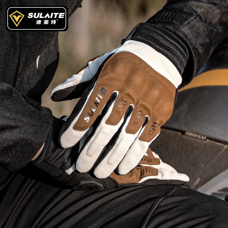 SULAIT Summer Men Motorcycle Gloves Breathable  gloves Racing  Waterproof Cycling Glove Motorbike Touch Screen