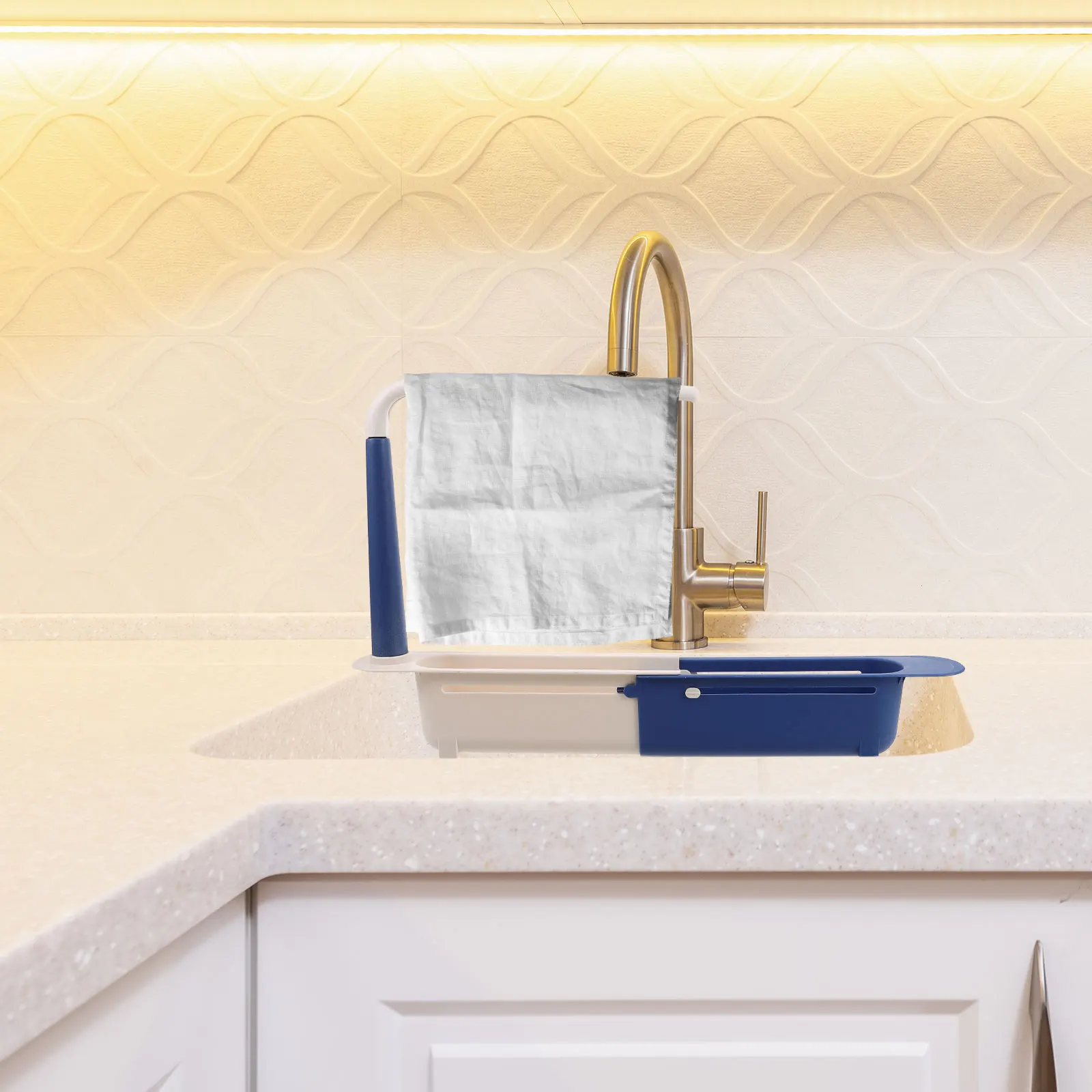 

Kitchen Storage Rack Dish Cloth Holder Towel Expandable Drain Drying Multifunction