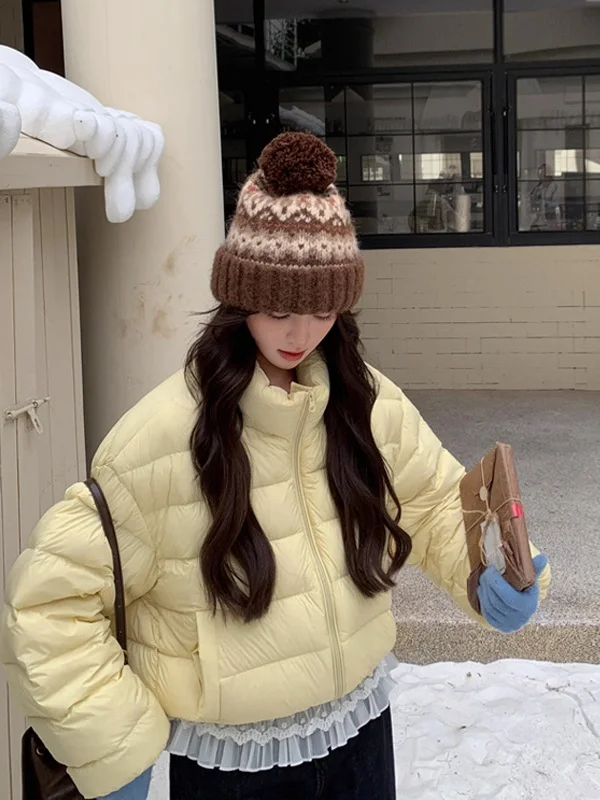 

Women's Bread Style Jacket Korean Version Loose Fit Casual Stand Collar Winter Fashion Outerwear Versatile Cotton Coat