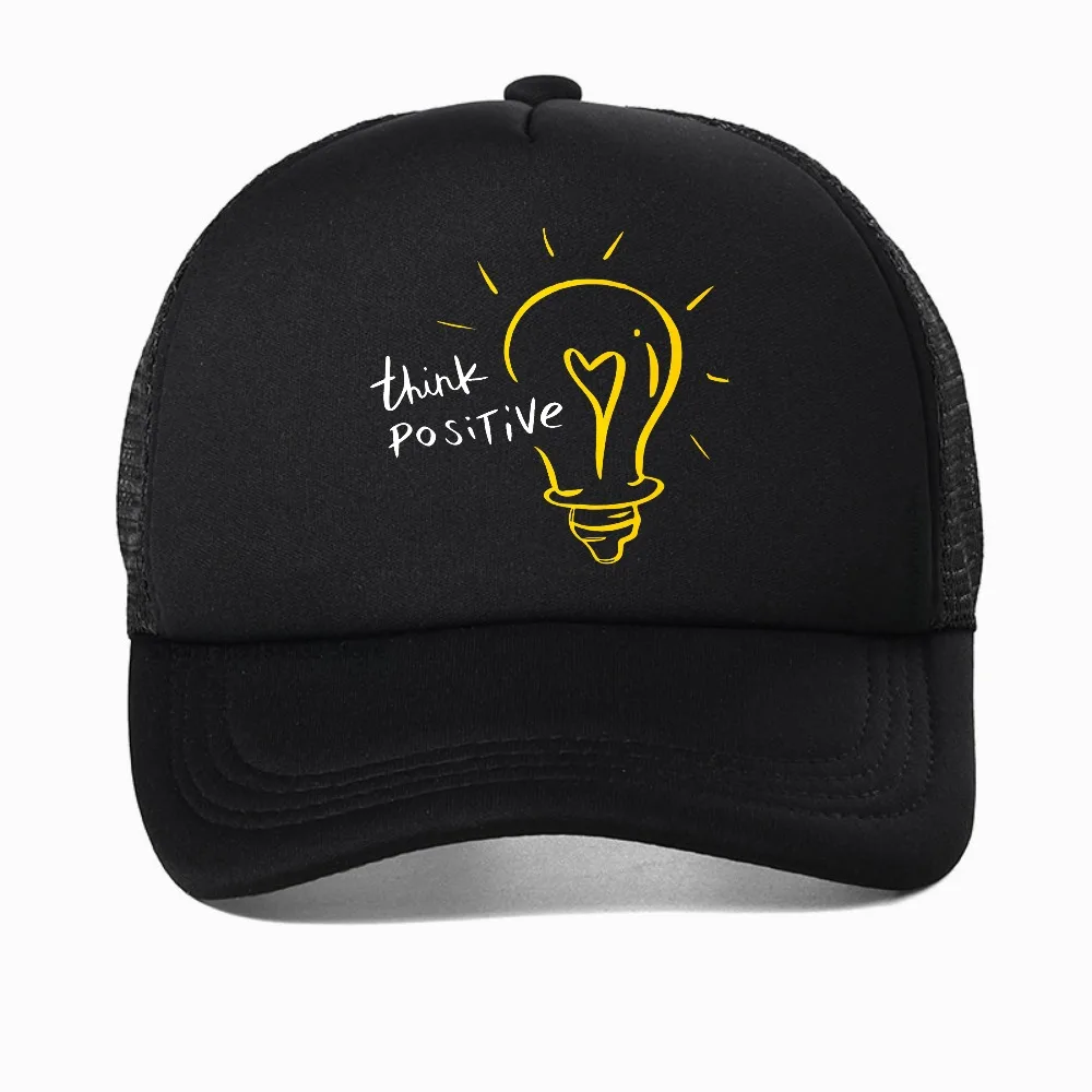 

Think Positive Print baseball cap fashion snapback hats Summer Men Women Casual sun hat Breathable adjustable mesh trucker hat