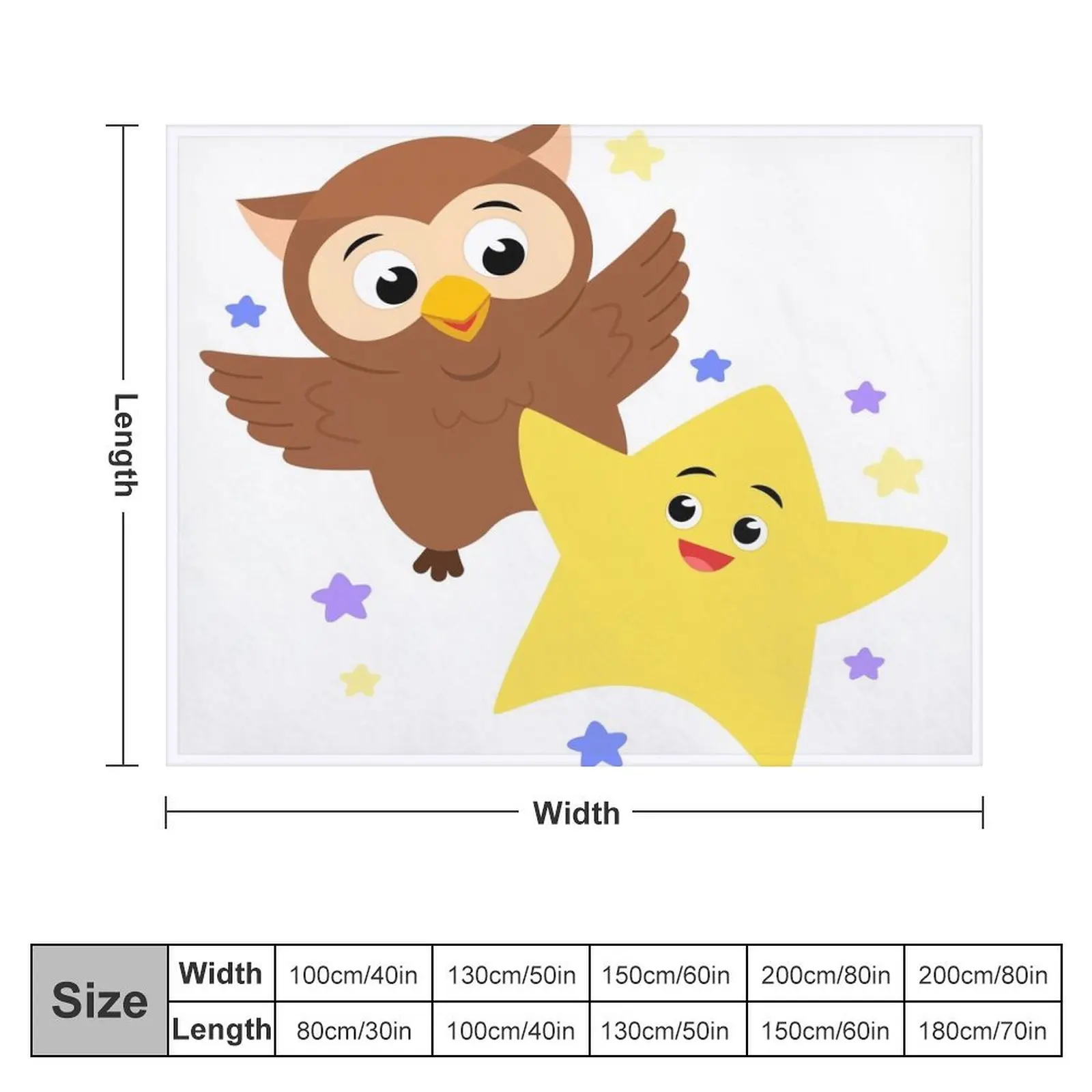 Twinkle Twinkle: Owl & Star Throw Blanket Shaggy Kid'S Blankets