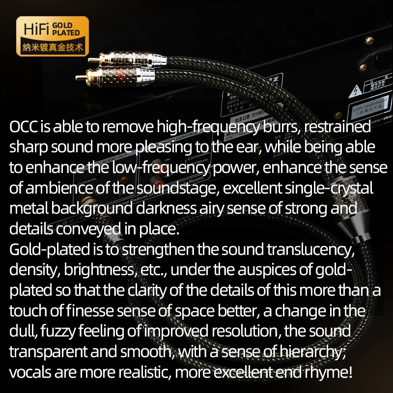 ATAUDIO HiFi RCA Male to 2RCA Male Audio Cable OCC Gold Plated Conductor High Fidelity Y Splitter Cord for Amplifier DAC