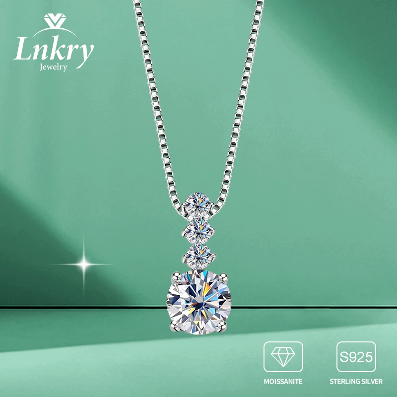 

Lnkry Original and Pure 925 Sterling Silver Necklace VVS1 6.5mm&2.5mm Moissanite Pendant Necklaces For Women Wedding Jewelry