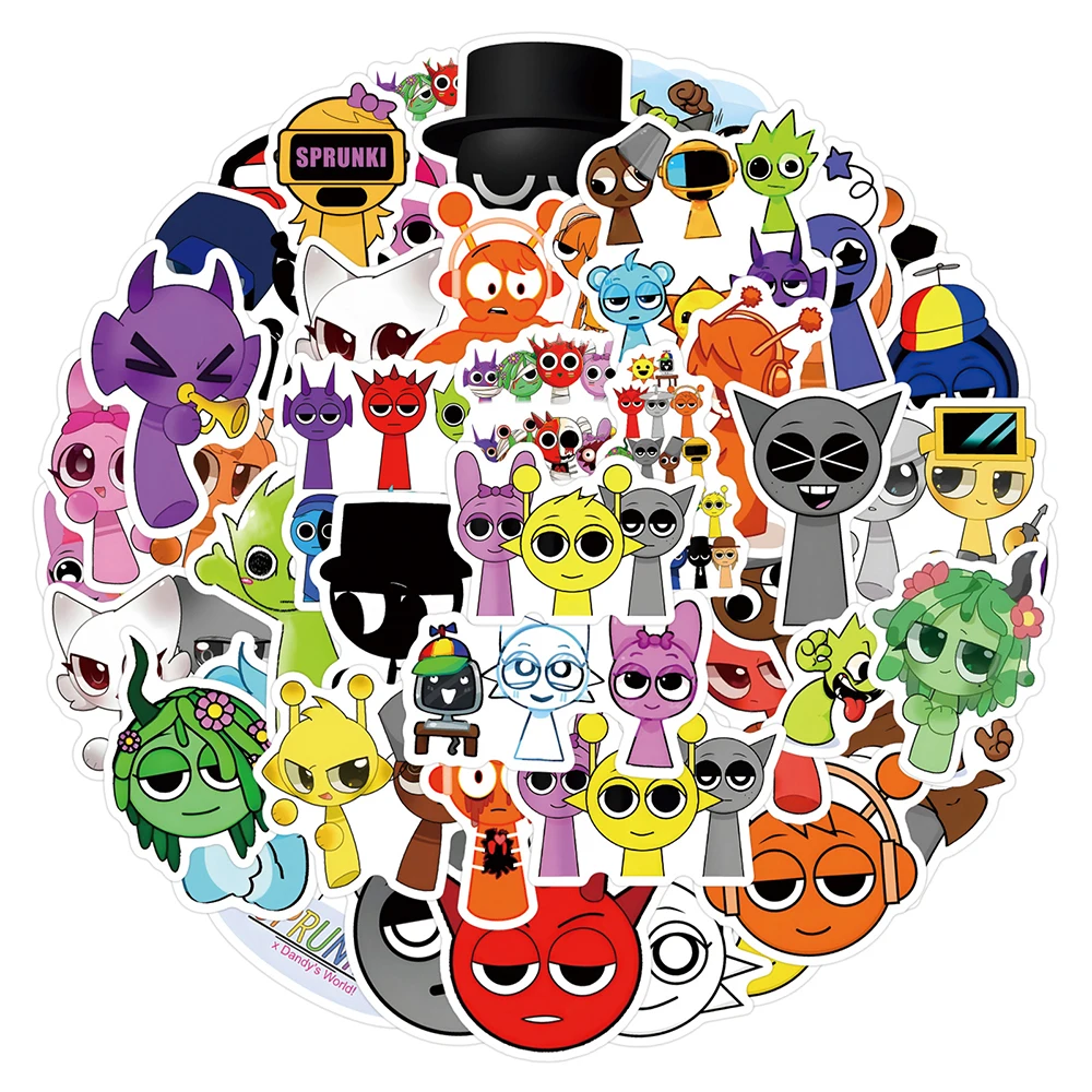 

10/30/55/110pcs Cute Cartoon Incredibox Sprunki Stickers Funny Game Sticker DIY Laptop Phone Notebook Graffiti Decals Kids Toy