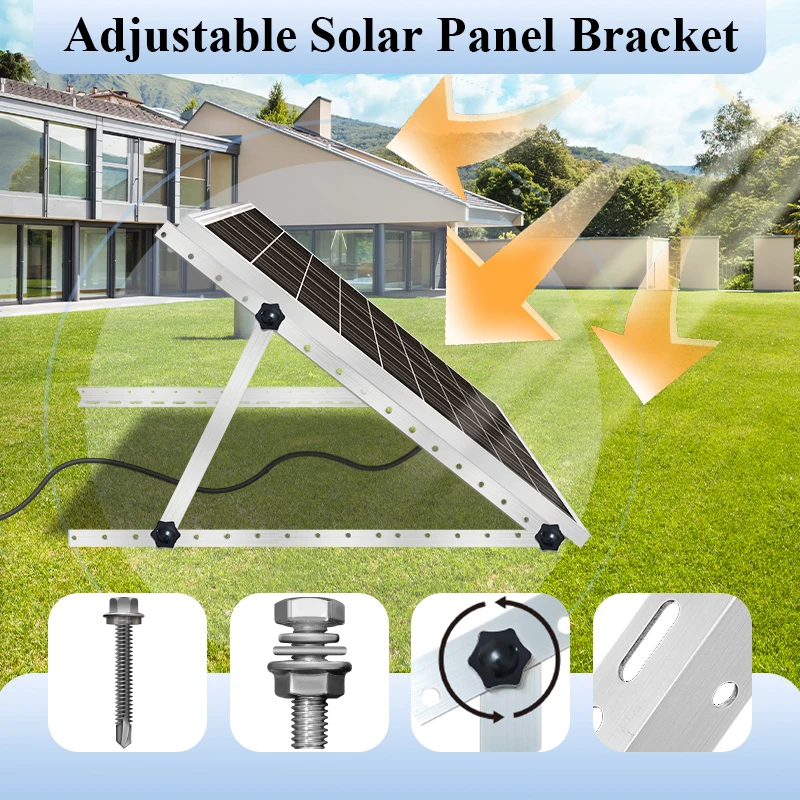 Solar Panel Bracket 0-90° Adjustable Foldable Wall-Mounting Support Installed in RV Caravan Camper Deck Roof  Used for Fixation