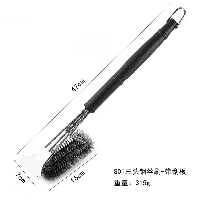 

NEW Style Stainless Barbecue Grill BBQ Brush Clean Tool Grill Stainless Steel Bristles Non-stick Clean Barbecue Tools Outdoor