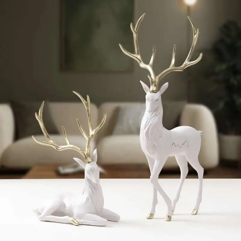 

Luxury Deer Resin Crafts, Creative Home Decor, Elegant Entrance Hall, Living Room Artwork, High-End Artwork