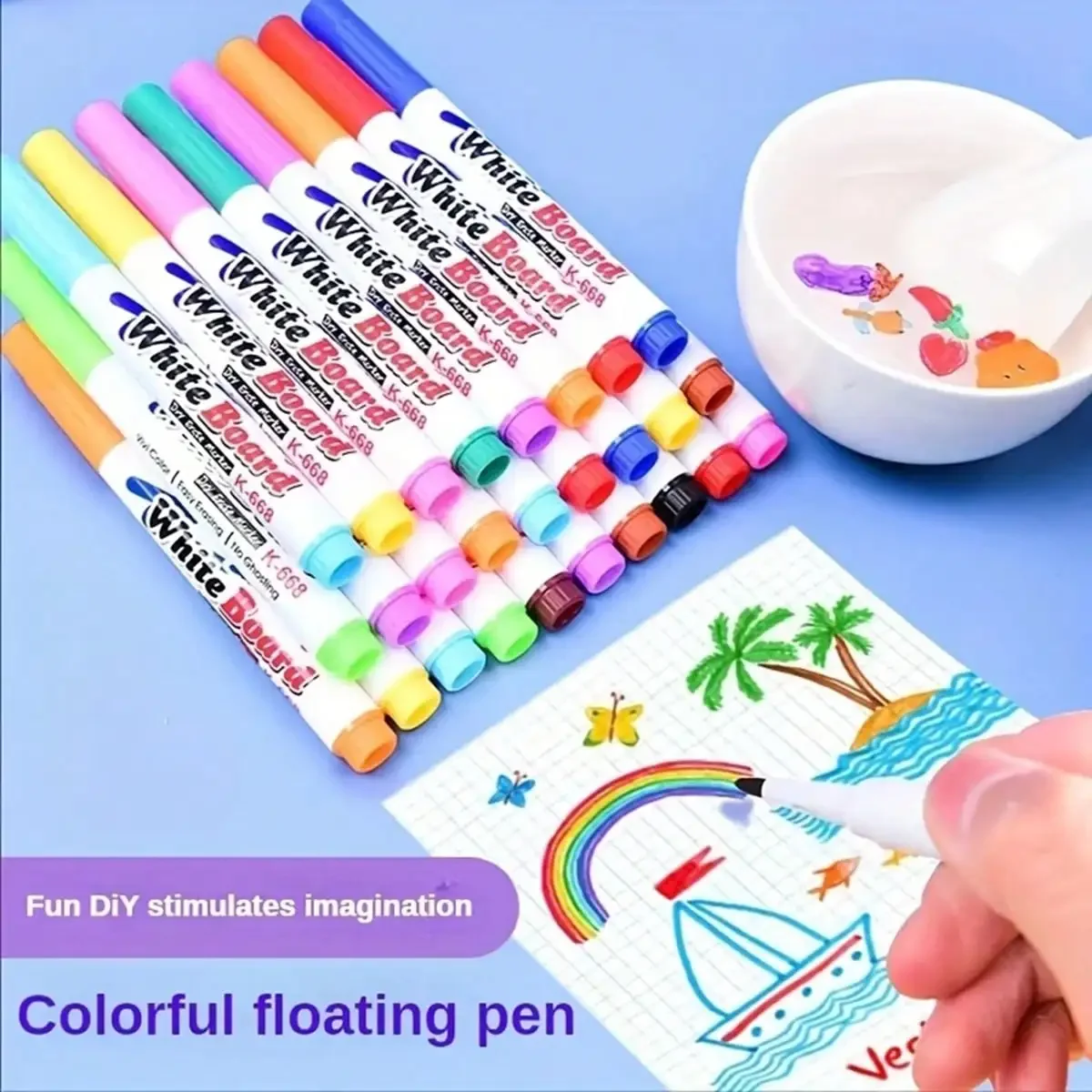 8/12pcs Magical Water Painting Pen Colorful Mark Pen Markers Floating Ink Pen Doodle Water Pens Children Learning Painting Toys