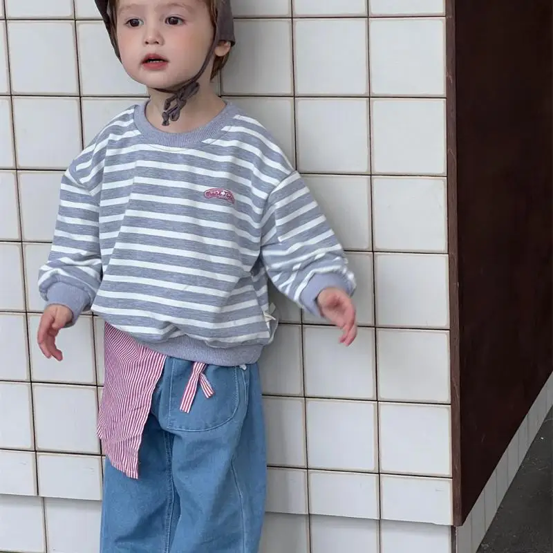 

2025 Autumn New Children Long Sleeve Striped Sweatshirt Baby Cotton Pullover Boys Girls Casual Sweatshirt Kids Clothes