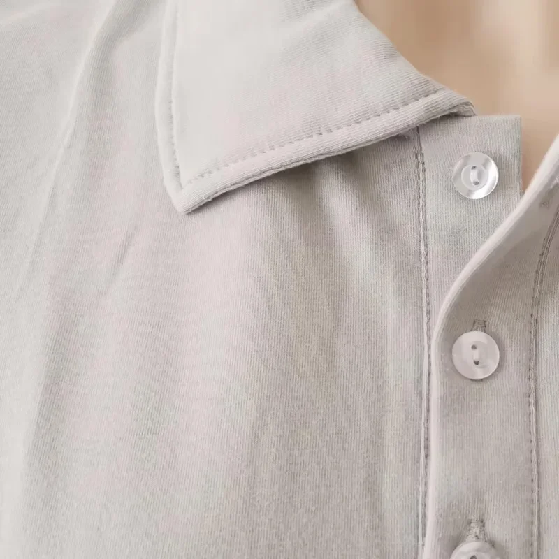 Men's Adult Pure Cotton Grey Bodysuit /Women Adult Lapel Onesie/Adult Polo Bodysuit/ABDL Soft Comfortable Couple Home Playsuits