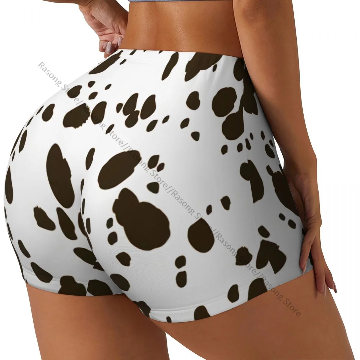 Women's Yoga Shorts Dalmatians Print Scrunch Booty Butt Lifting Comfort Fitness Gym