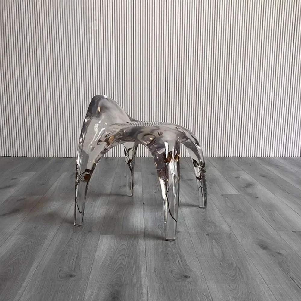 

✿–q Eternal Nature Embedded Transparent Resin Lounge Chair Botanical Clear Resin Chair for Organic Living