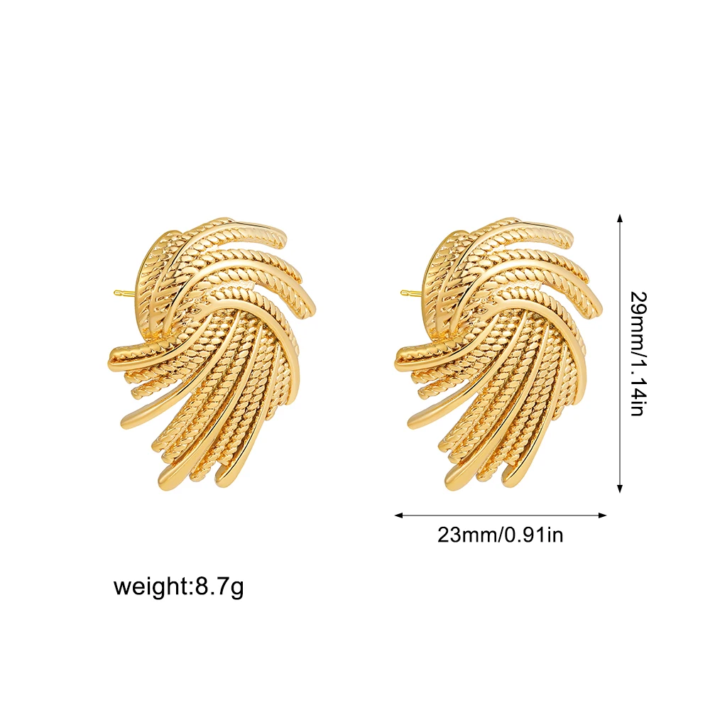 Anting-anting spiral dikepang logam berlapis emas antik untuk mode wanita anting-anting baja tahan karat geometris hadiah perhiasan pesta