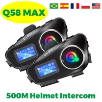 Q58 casco de motocicleta Bluetooth intercomunicador auriculares iluminación LED estéreo Radio FM IP65 impermeable asistente de voz 500M interfono