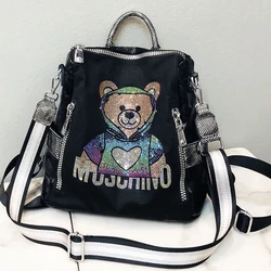 Luxury Brand Women Backpack Fashion Diamond Bear Backpack Personalized Large Capacity Female Shoulder Bag Versatile Women's Bag