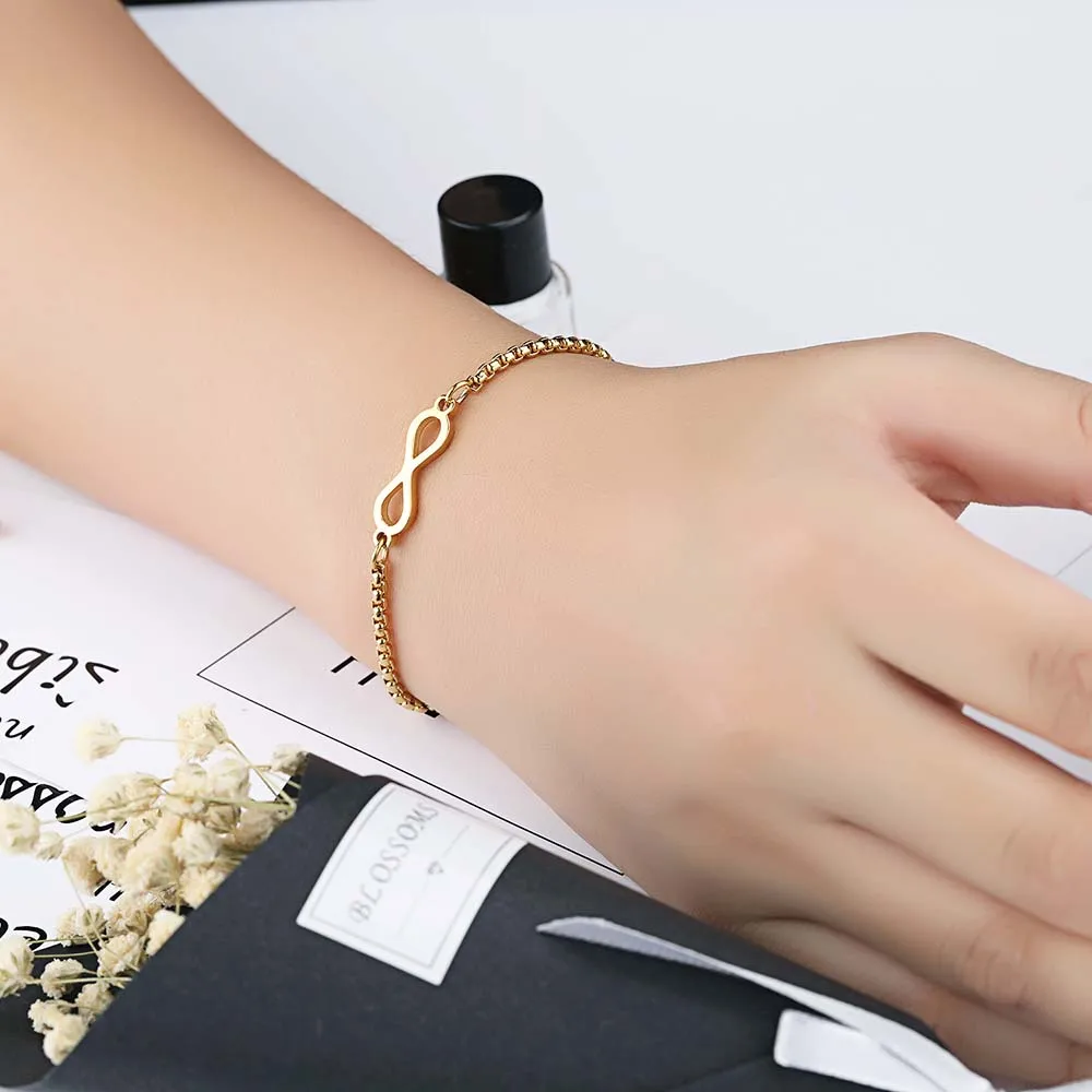 Lokaer Trendy Infinite Bracelet For Women Rose Gold/Gold/White Color Length Adjustable Female Box Chain Charm Bracelet B17104