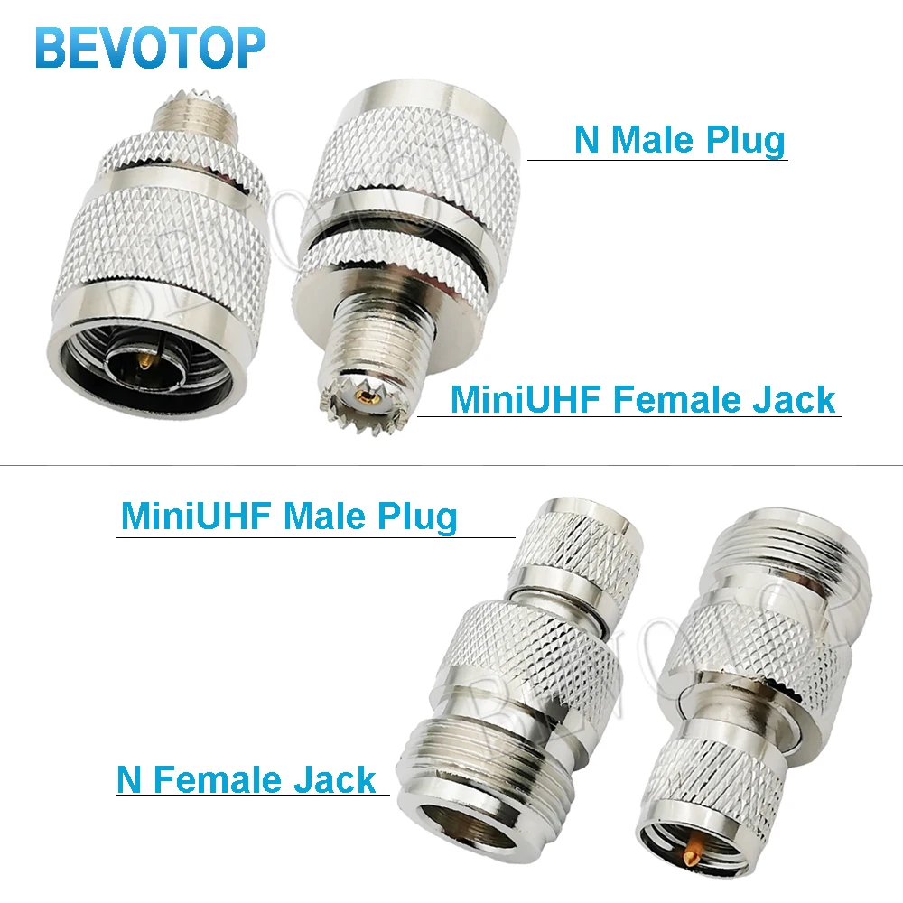 10PCS N to MiniUHF Adapter RF Coaxial Connector N Male Female to MiniUHF Male Plug & Female Jack Straight Connector