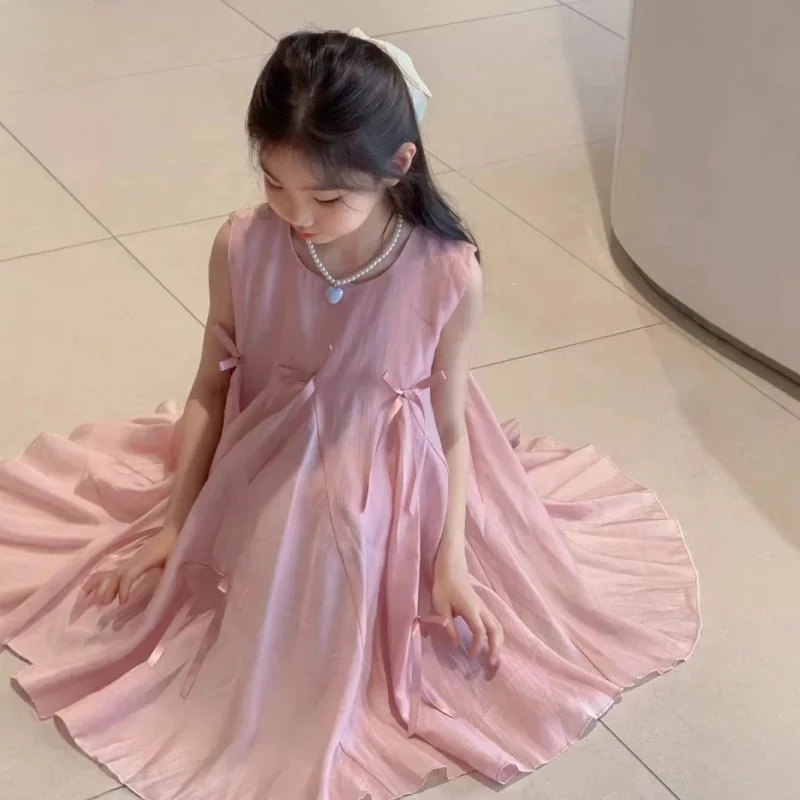 

Girls' Dress2026New Summer Style Children's Bowknot Princess Dress, Fashionable and Sweet Dress for Babies