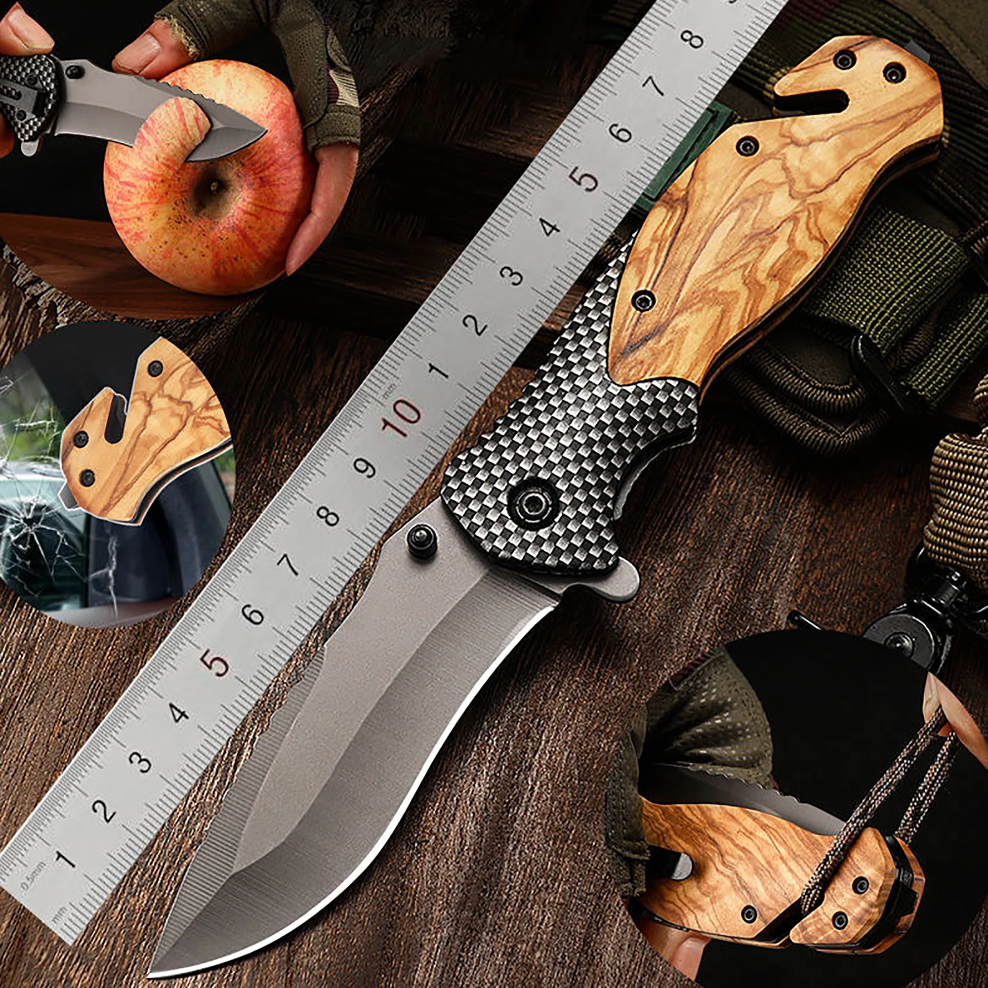 High hardness folding knife multifunctional pocket knife suitable for outdoor camping and fishing emergency survival knife