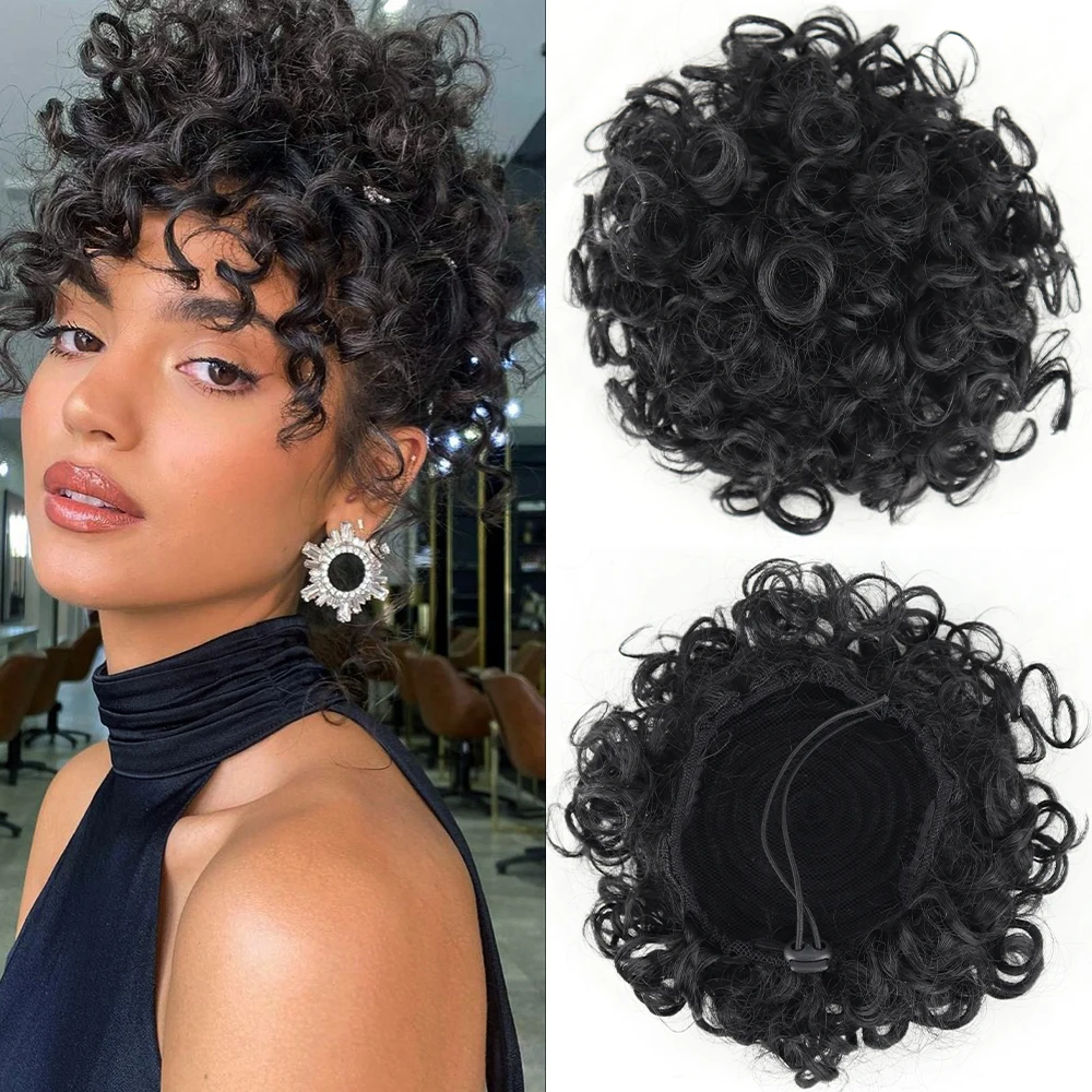 

MISSQUEEN Messy Synthetic Bun Hair Extension Elastic Drawstring Loose Wave Large Curly Chignon Suitable for Women to Wear